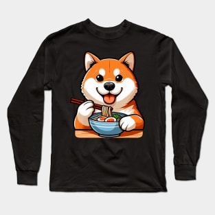 Shiba Inu Loves Ramen Long Sleeve T-Shirt